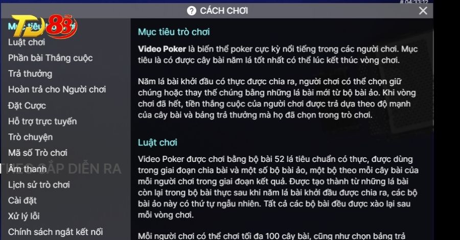 Điểm nổi bật từ Poker TD88